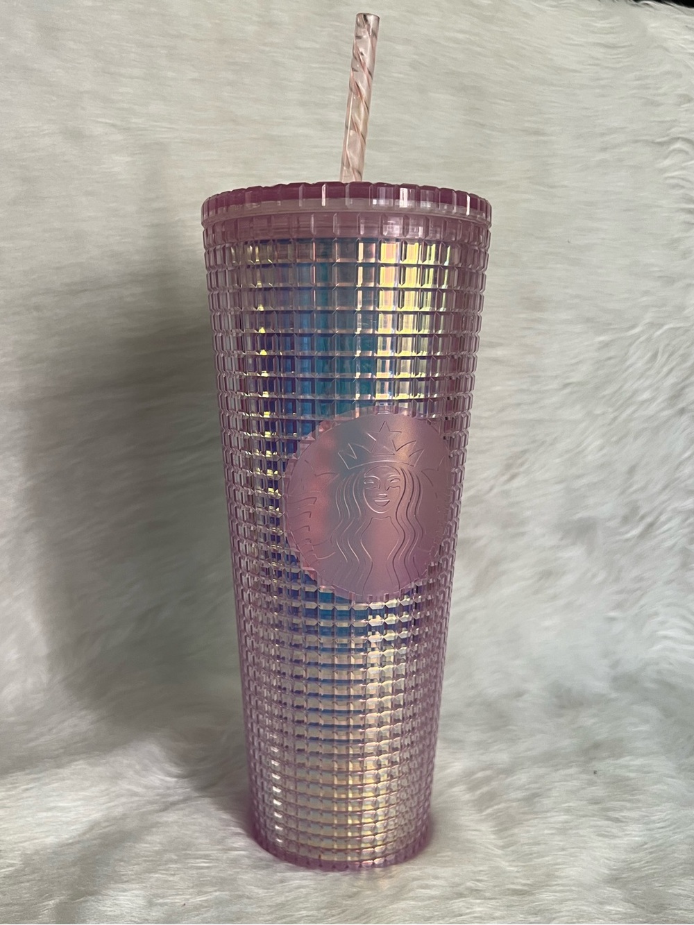 Starbucks Iridescent Pink Lavender Studded Tumbler with Twist Straw
